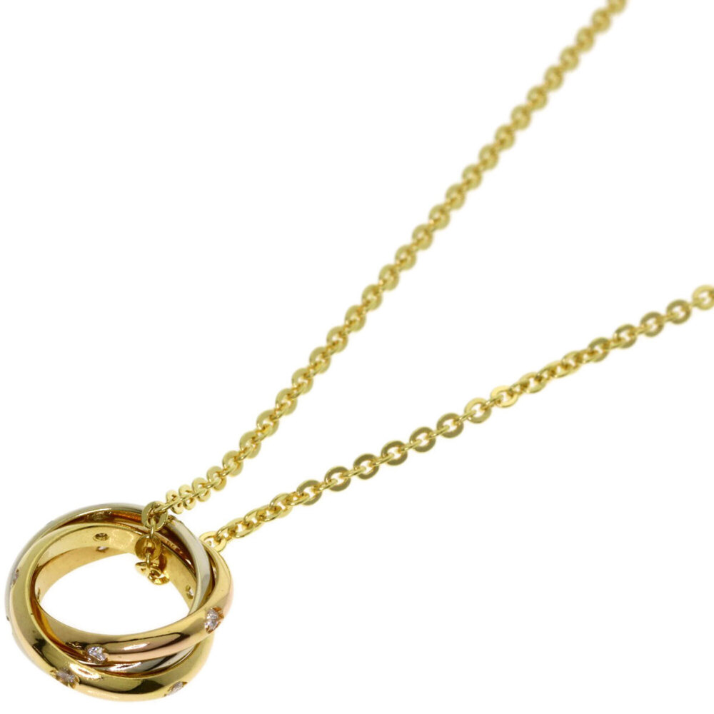 Cartier Trinity Diamond Necklace 18K Yellow Gold Pink White Women's CARTIER